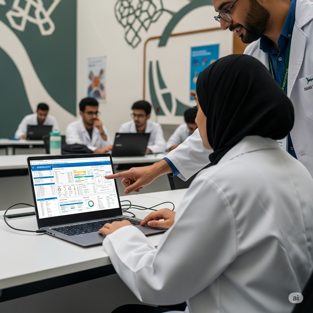 University training environment with students learning digital psychiatry